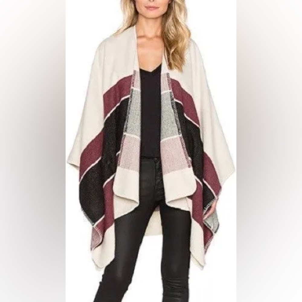 Sanctuary Women's Wool Blend Striped Poncho Sweater
